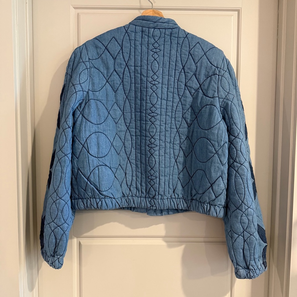 Free People Quinn Blue Quilted Jacket Size Small - Picture 4 of 8